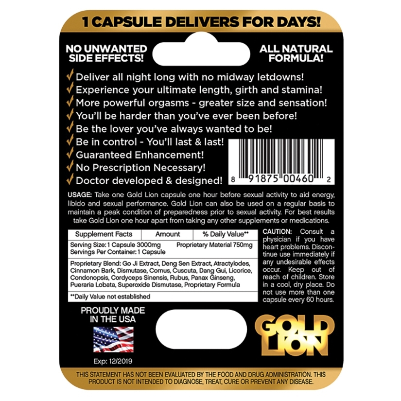 Gold Lion Male Enhancement Single Pack
