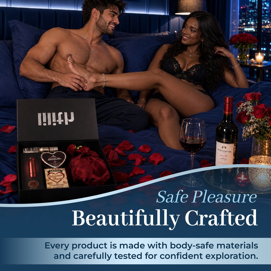 Straight Box – Romantic Couples Gift Set with Red Hot Spark Vibrator, Edible Massage Candle, Lubricant & Toy Cleaner – Luxury Sensual Kit for Couples