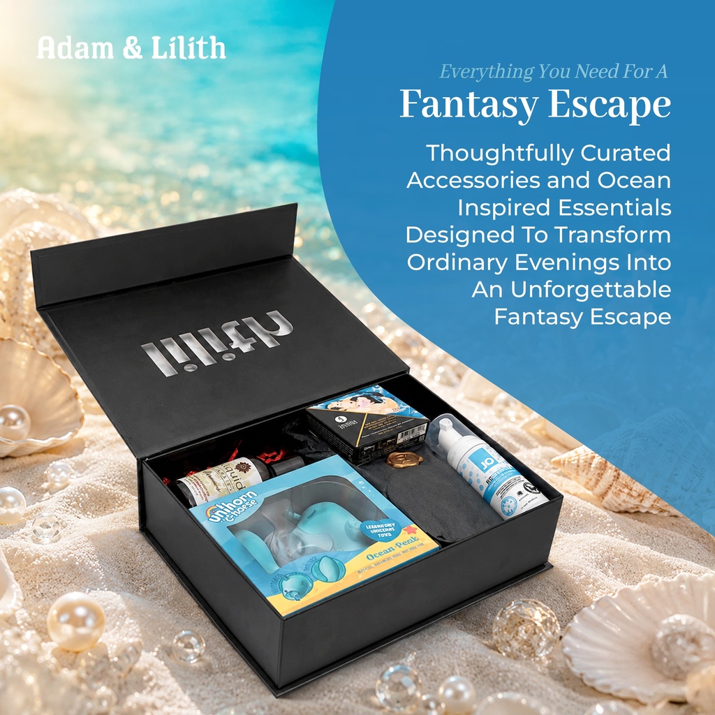 Mermaid “Siren’s Call” Box – Luxury Ocean-Themed Intimacy Kit with Unihorn C-Horse Vibrator, Mermaid Lingerie, Natural Oceanics Lube & Bath Crystals – Fantasy Roleplay Pleasure Set