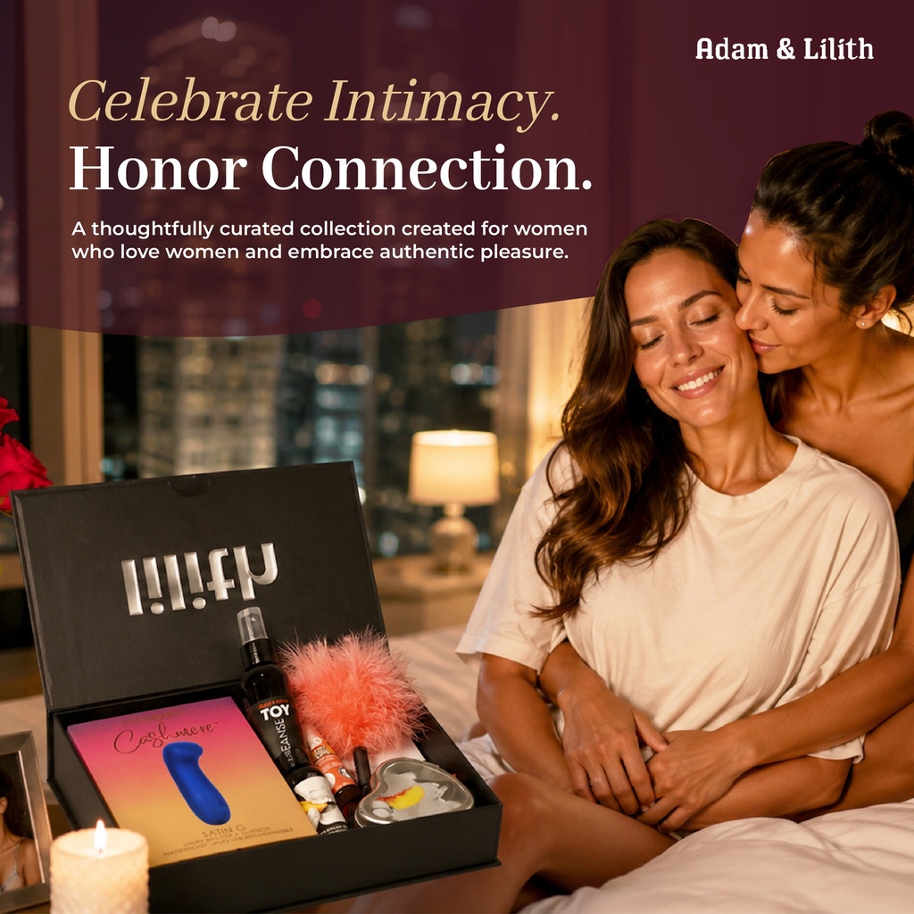 Lesbian Pleasure Box – Luxury G-Spot Vibrator, Edible Massage Essentials, Tickler, Nipple Nibbler & Lube – Women’s Sensual Wellness Gift Set