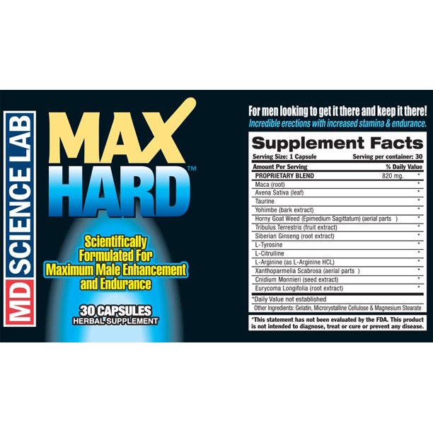 MAX Hard Male Enhancement 30 Count Bottle