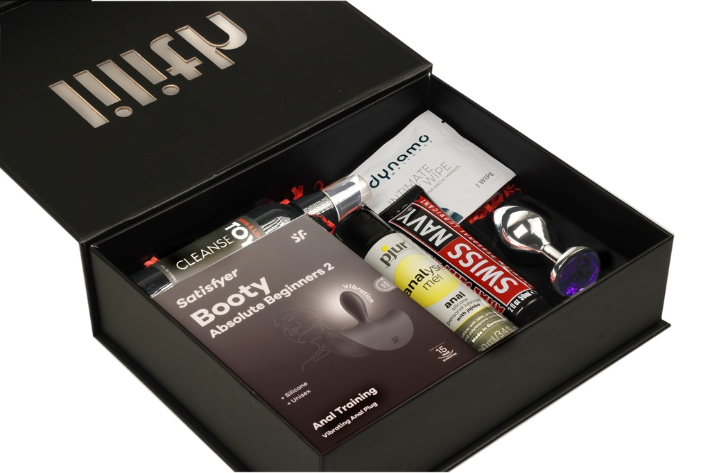 Anal Beginner Box – Gentle Training Plug Set with Medium Butt Plug, Water-Based Jelly Lube, Silicone Anal Lube & Toy Cleaner – Beginner-Friendly Anal Exploration Kit