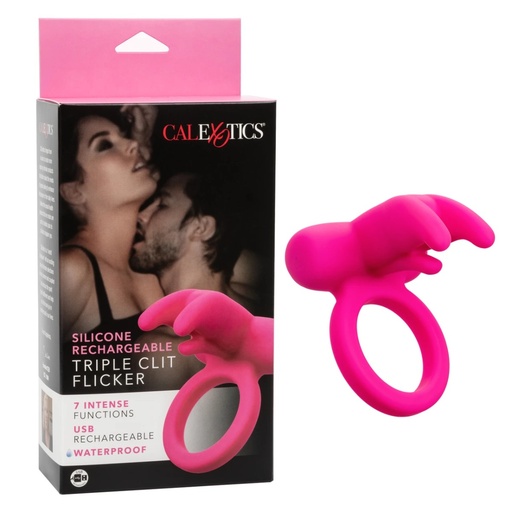 [CAL-SE-1841-20-3] Silicone Rechargeable Triple Clit Flicker